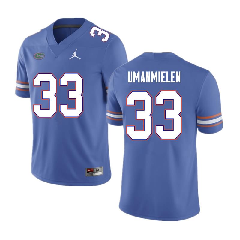 Men's NCAA Florida Gators Princely Umanmielen #33 Stitched Authentic Nike Blue College Football Jersey SGA4765RX